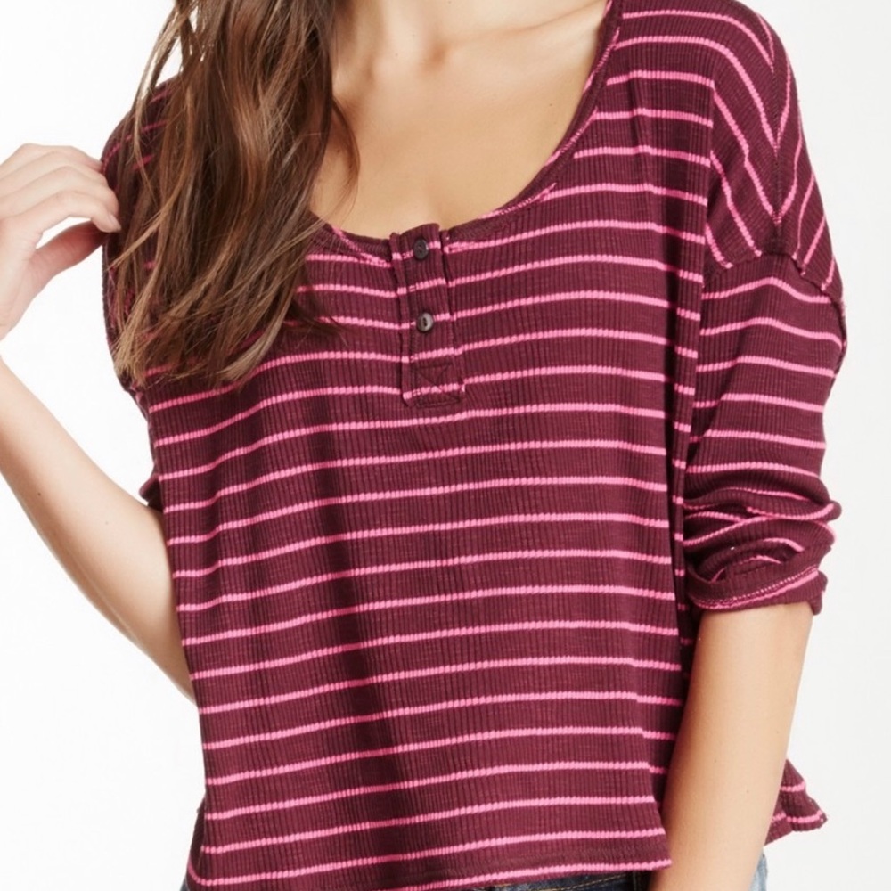 Free people NWT Garvey stripe cotton Henley sz M